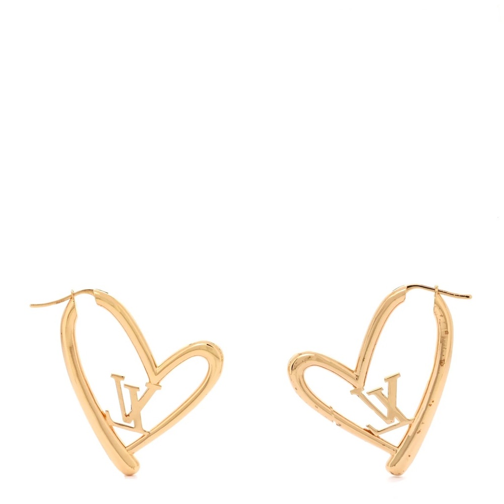 LOUIS VUITTON Metal Fall In Love Hoop Earrings GM in Gold